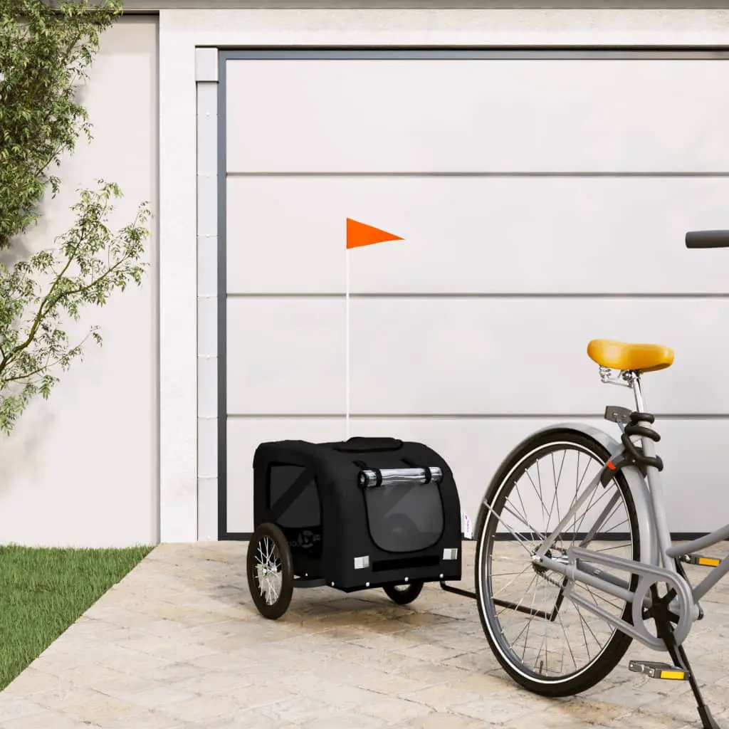 vidaXL Pet Bike Trailer Orange and Grey Oxford Fabric and Iron - from vidaXL