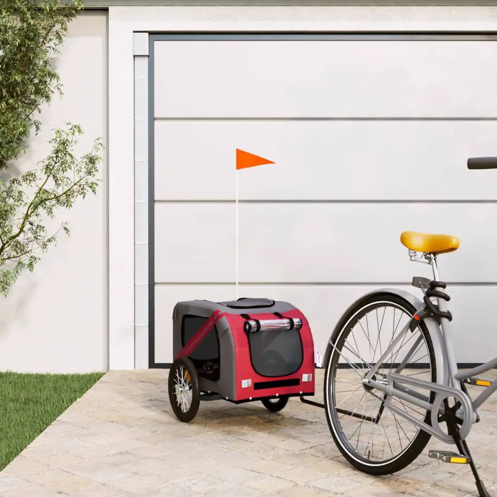 vidaXL Pet Bike Trailer Orange and Grey Oxford Fabric and Iron - from vidaXL