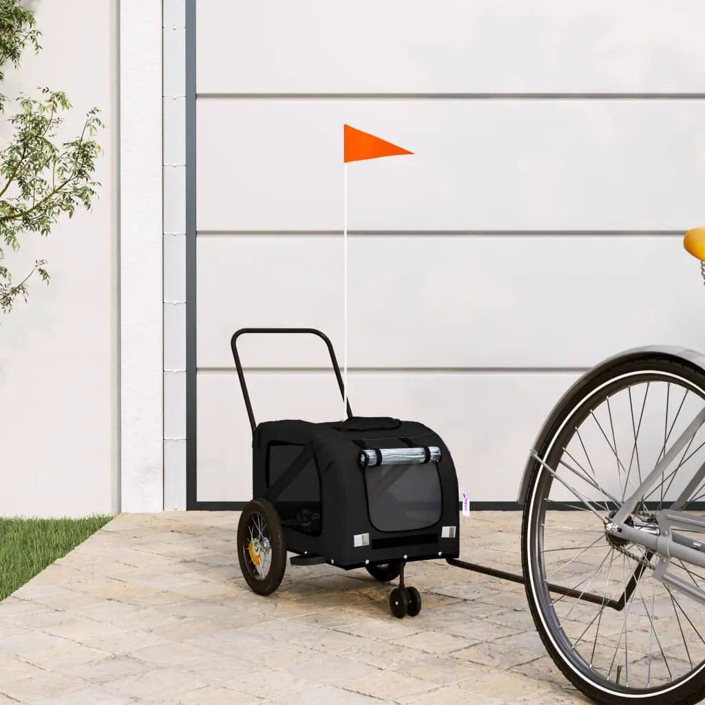 vidaXL Pet Bike Trailer Orange and Grey Oxford Fabric and Iron - from vidaXL
