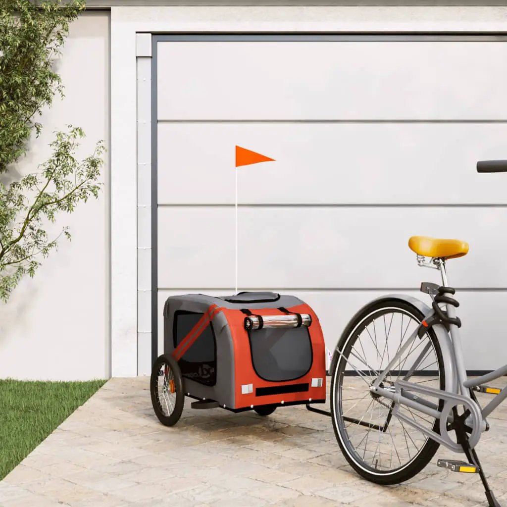 vidaXL Pet Bike Trailer Orange and Grey Oxford Fabric and Iron - from vidaXL