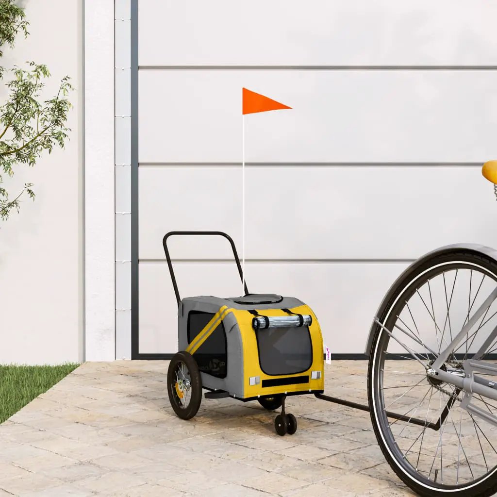 vidaXL Pet Bike Trailer Orange and Grey Oxford Fabric and Iron - from vidaXL