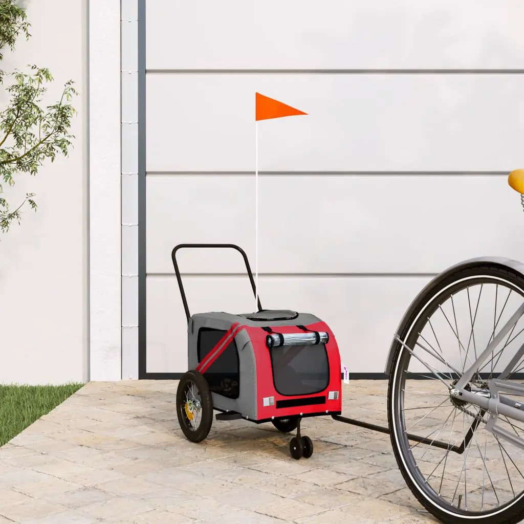 vidaXL Pet Bike Trailer Orange and Grey Oxford Fabric and Iron - from vidaXL