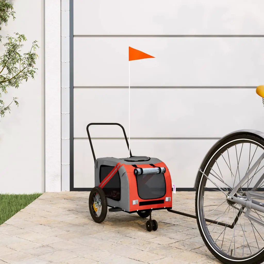 vidaXL Pet Bike Trailer Orange and Grey Oxford Fabric and Iron - from vidaXL