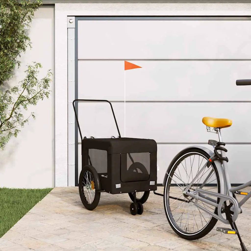 vidaXL Pet Bike Trailer Orange and Black Oxford Fabric&Iron - from vidaXL
