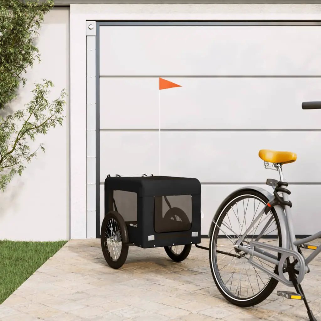 vidaXL Pet Bike Trailer Orange and Black Oxford Fabric&Iron - from vidaXL