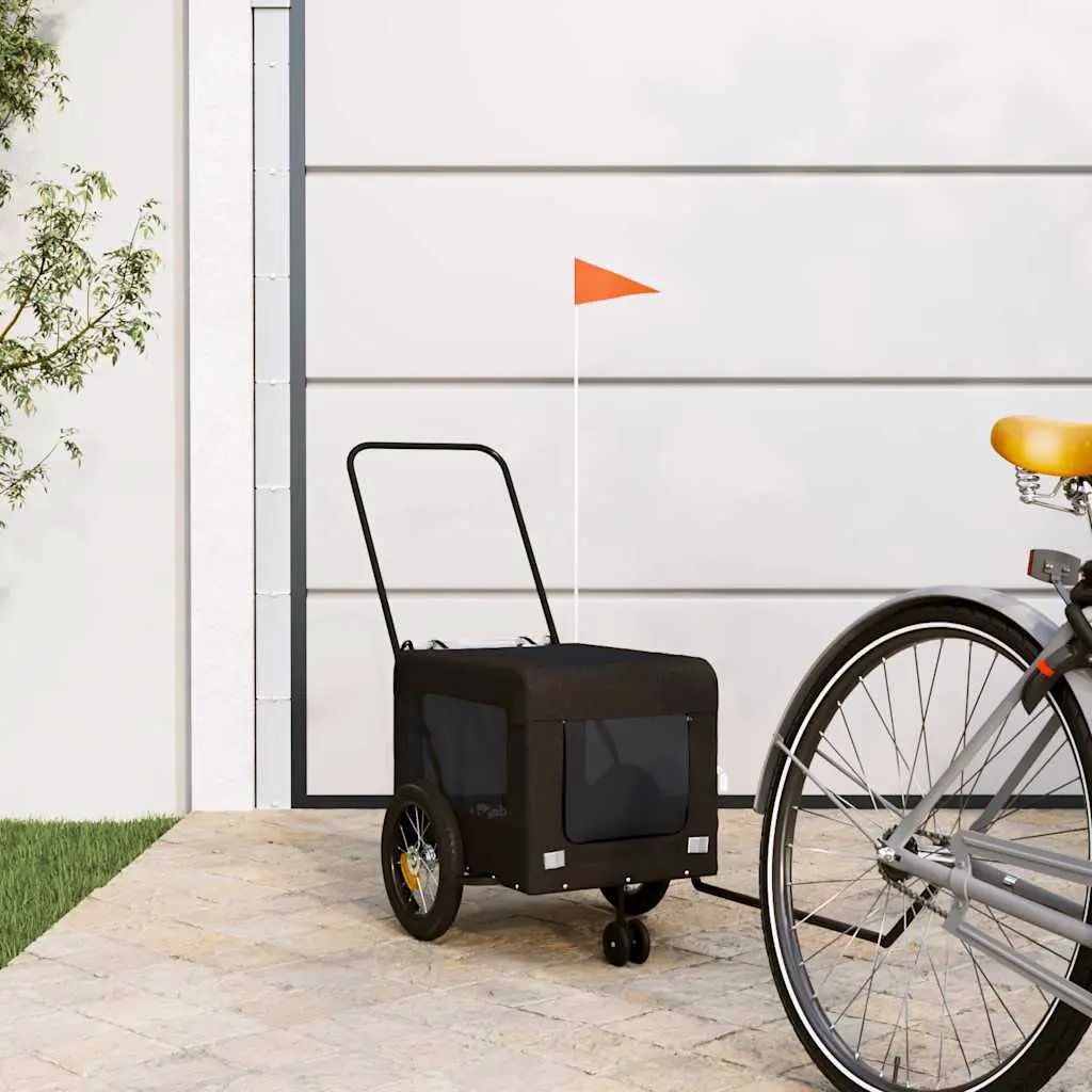 vidaXL Pet Bike Trailer Orange and Black Oxford Fabric&Iron - from vidaXL