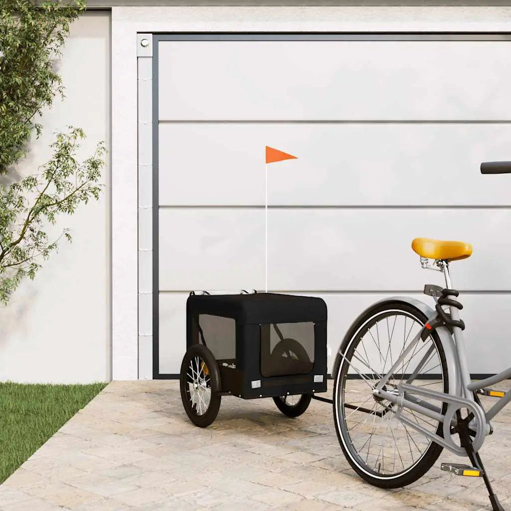 vidaXL Pet Bike Trailer Orange and Black Oxford Fabric&Iron - from vidaXL