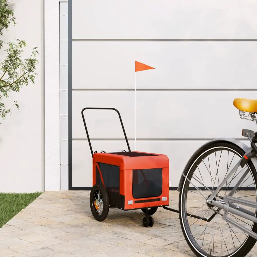 vidaXL Pet Bike Trailer Orange and Black Oxford Fabric&Iron - from vidaXL