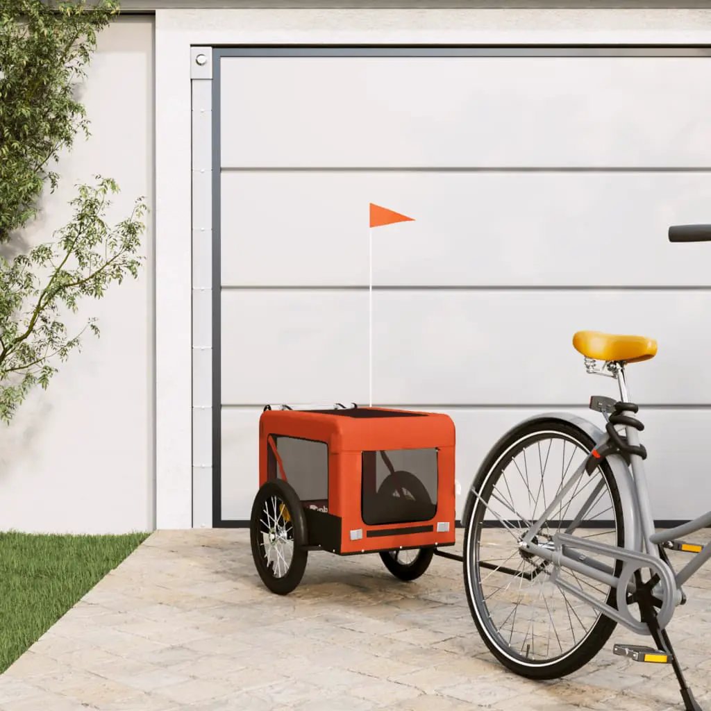 vidaXL Pet Bike Trailer Orange and Black Oxford Fabric&Iron - from vidaXL