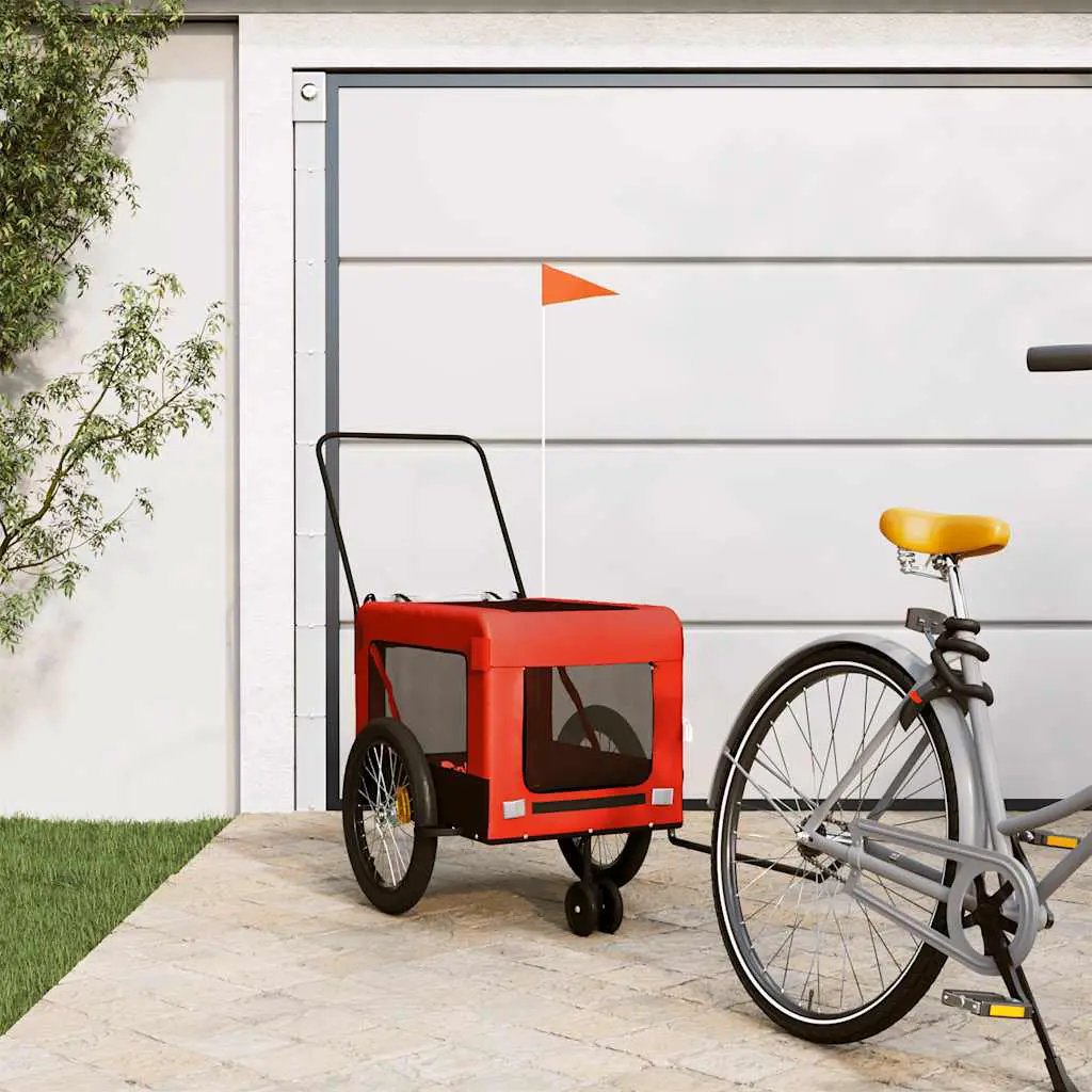 vidaXL Pet Bike Trailer Orange and Black Oxford Fabric&Iron - from vidaXL