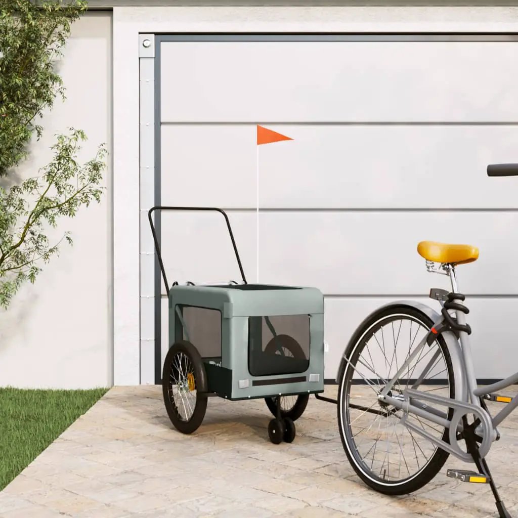 vidaXL Pet Bike Trailer Orange and Black Oxford Fabric&Iron - from vidaXL