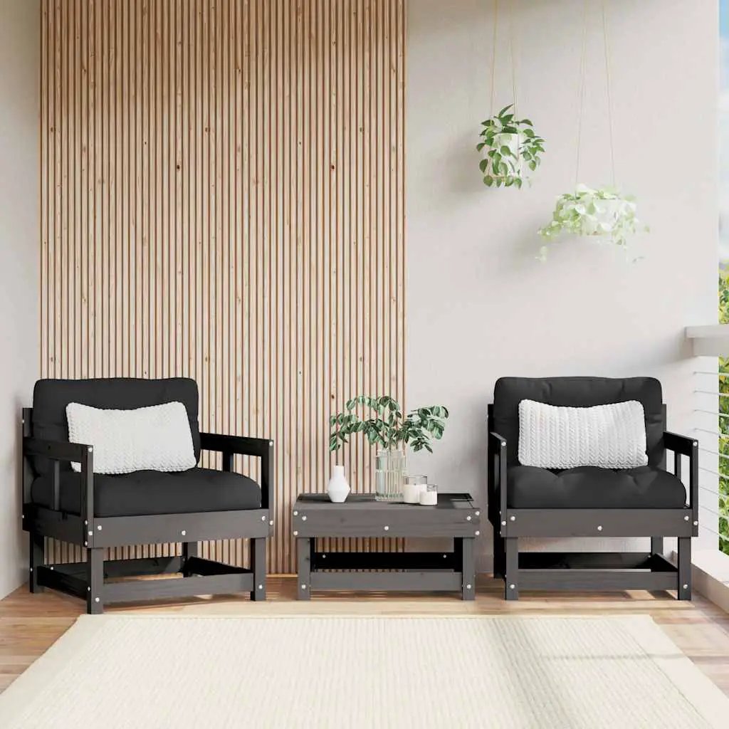 vidaXL vidaXL Corner Sofa with Cushions Black Solid Wood Pine - Garden Sofa Sets