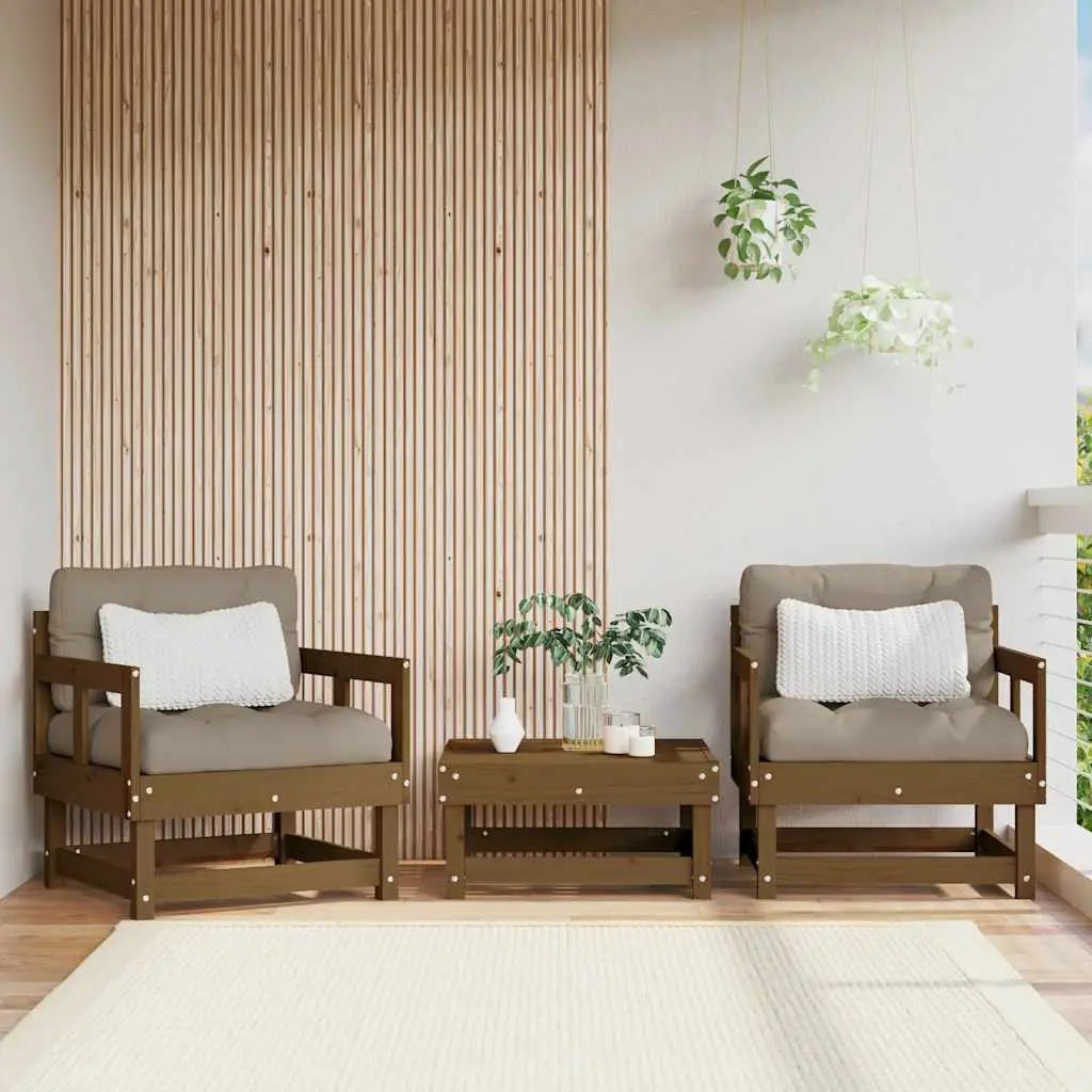 vidaXL vidaXL Corner Sofa with Cushions Black Solid Wood Pine - Garden Sofa Sets