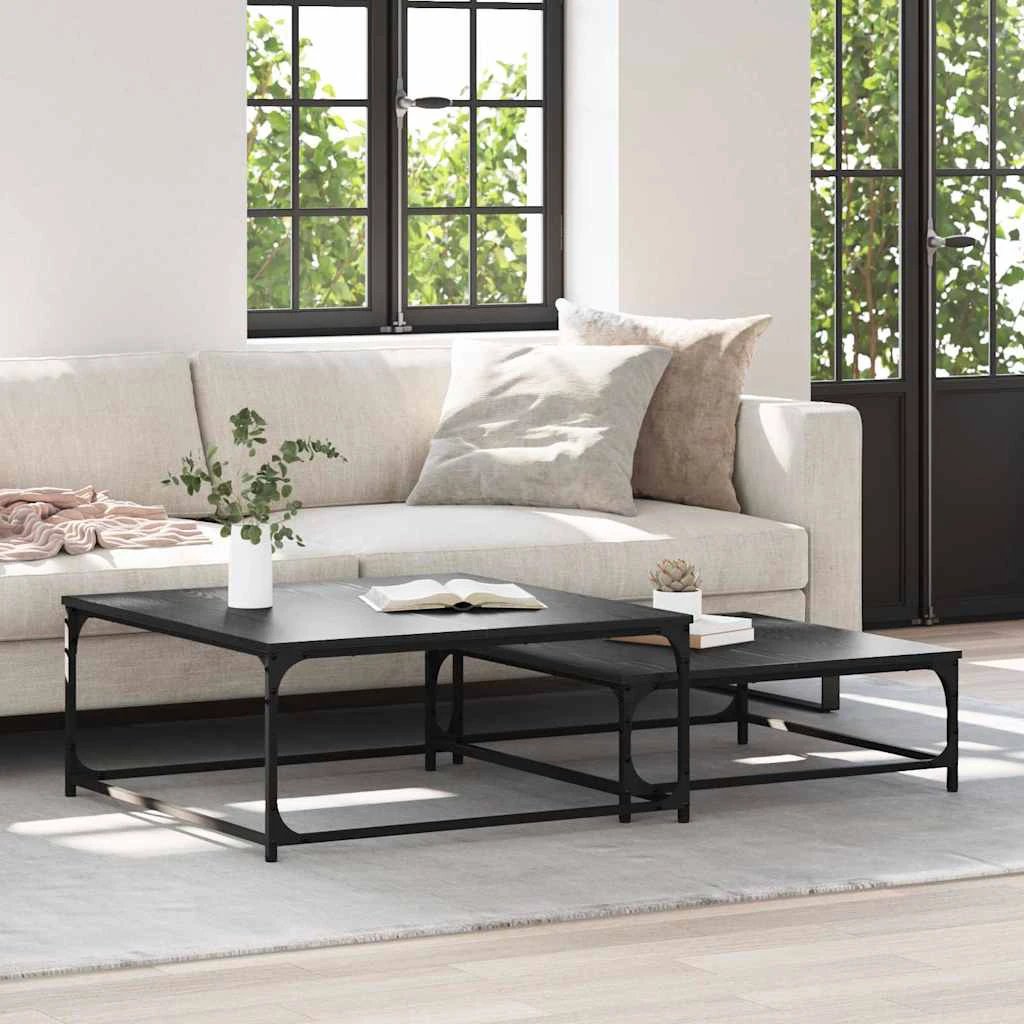 VidaXL Coffee Table 2pc Engineered Wood Steel by vidaXL