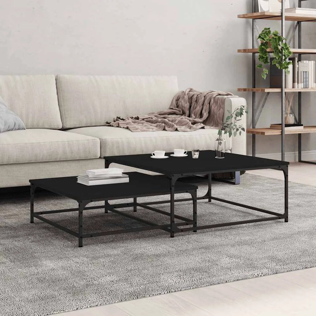 VidaXL Coffee Table 2pc Engineered Wood Steel by vidaXL