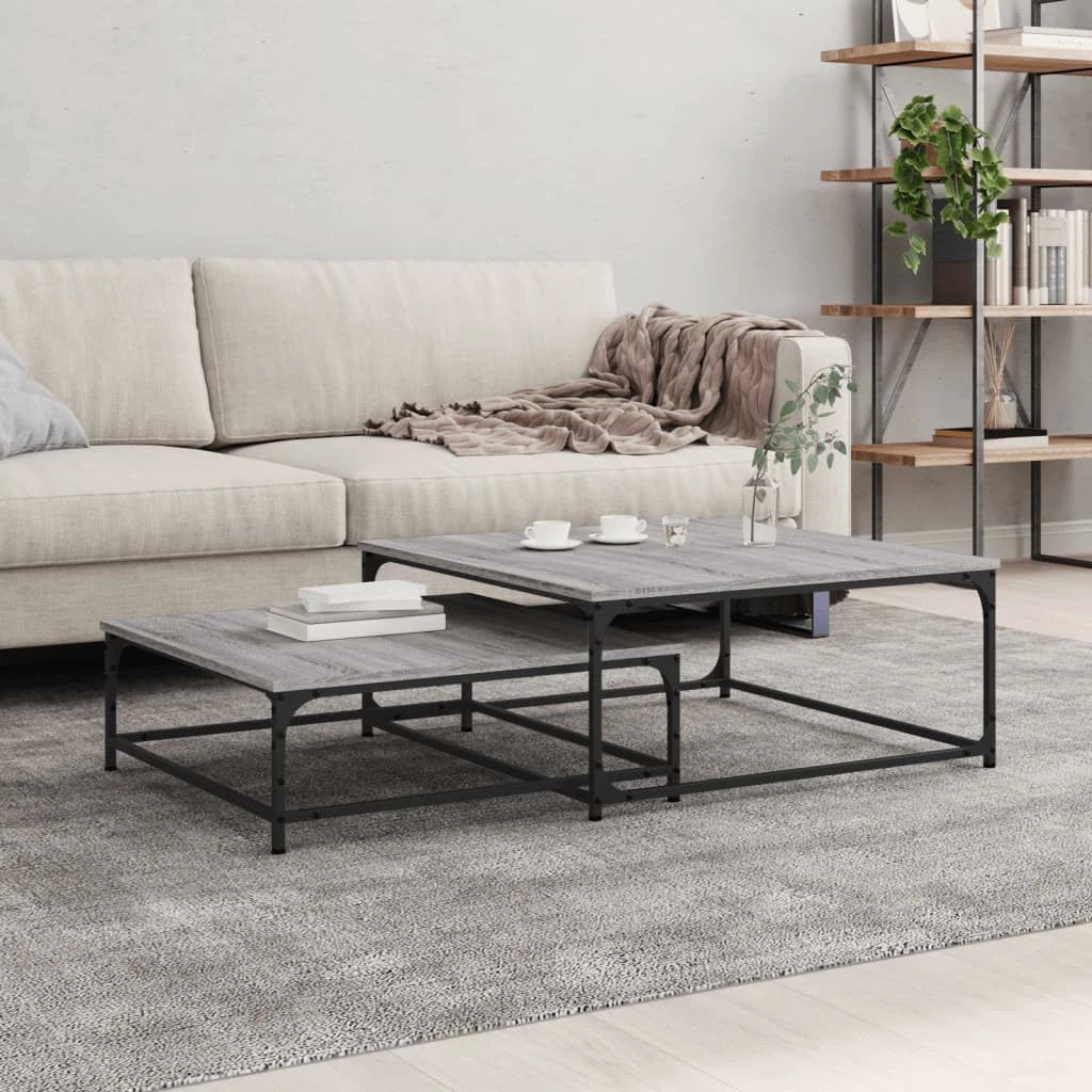VidaXL Coffee Table 2pc Engineered Wood Steel by vidaXL