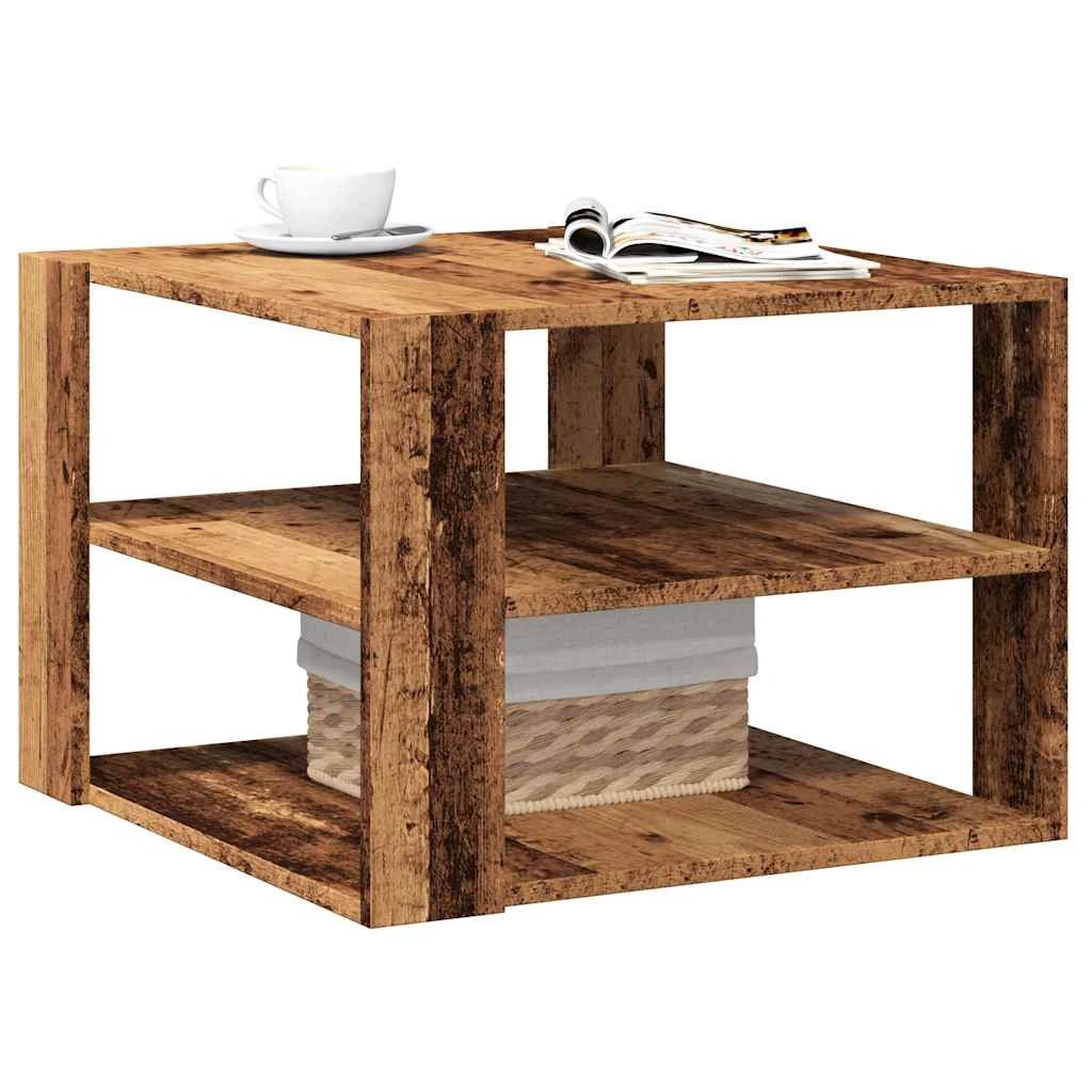 vidaXL Coffee Table 58 by 58 by 40 cm Black Oak Engineered Wood Modern Living Room Decor by vidaXL