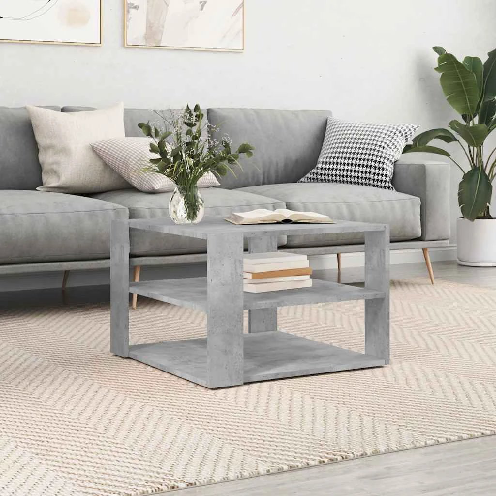 vidaXL vidaXL Coffee Table 58 by 58 by 40 cm Black Oak Engineered Wood Modern Living Room Decor - Coffee Table