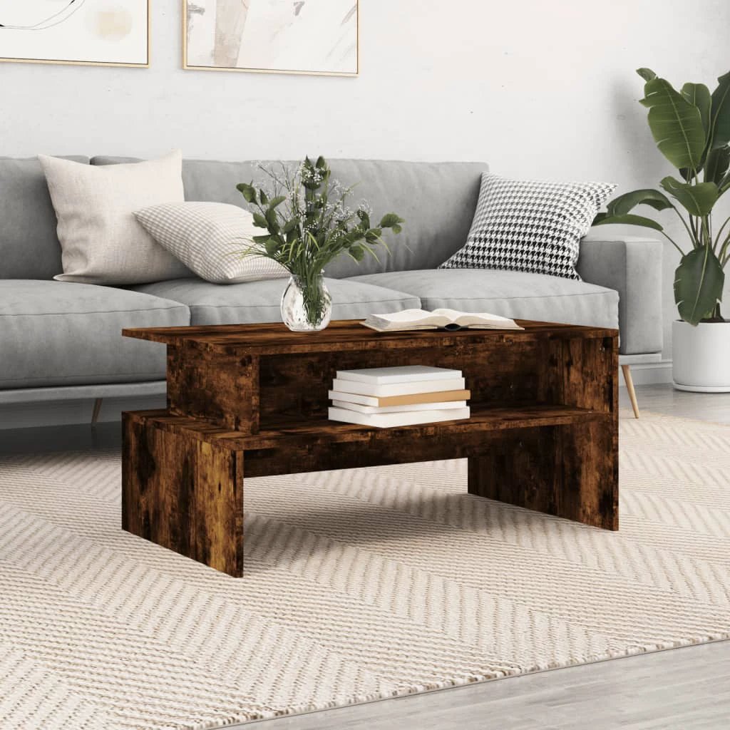 vidaXL vidaXL Coffee Table 90 x 55 x 42.5 cm Engineered Wood Modern Rectangle Two-Tier Storage Living Room - Coffee Table