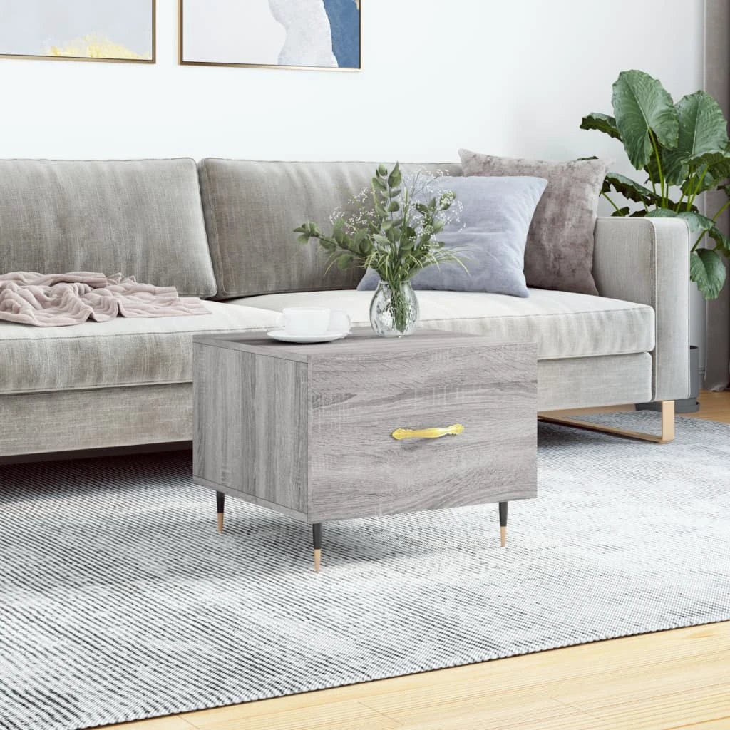 vidaXL Coffee Table 50x50x40 cm White Engineered Wood With Drawer And Storage For Living Room by vidaXL