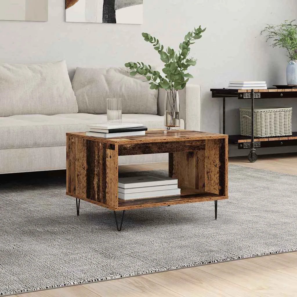 vidaXL Coffee Table 60x50x40 cm White Engineered Wood Open Shelf for Living Room by vidaXL