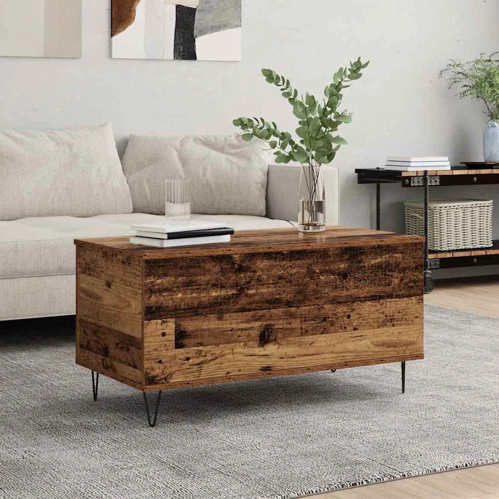 vidaXL Coffee Table 90x44.5x45 cm Industrial Old Wood Matte Finish Engineered Wood Living Room by vidaXL