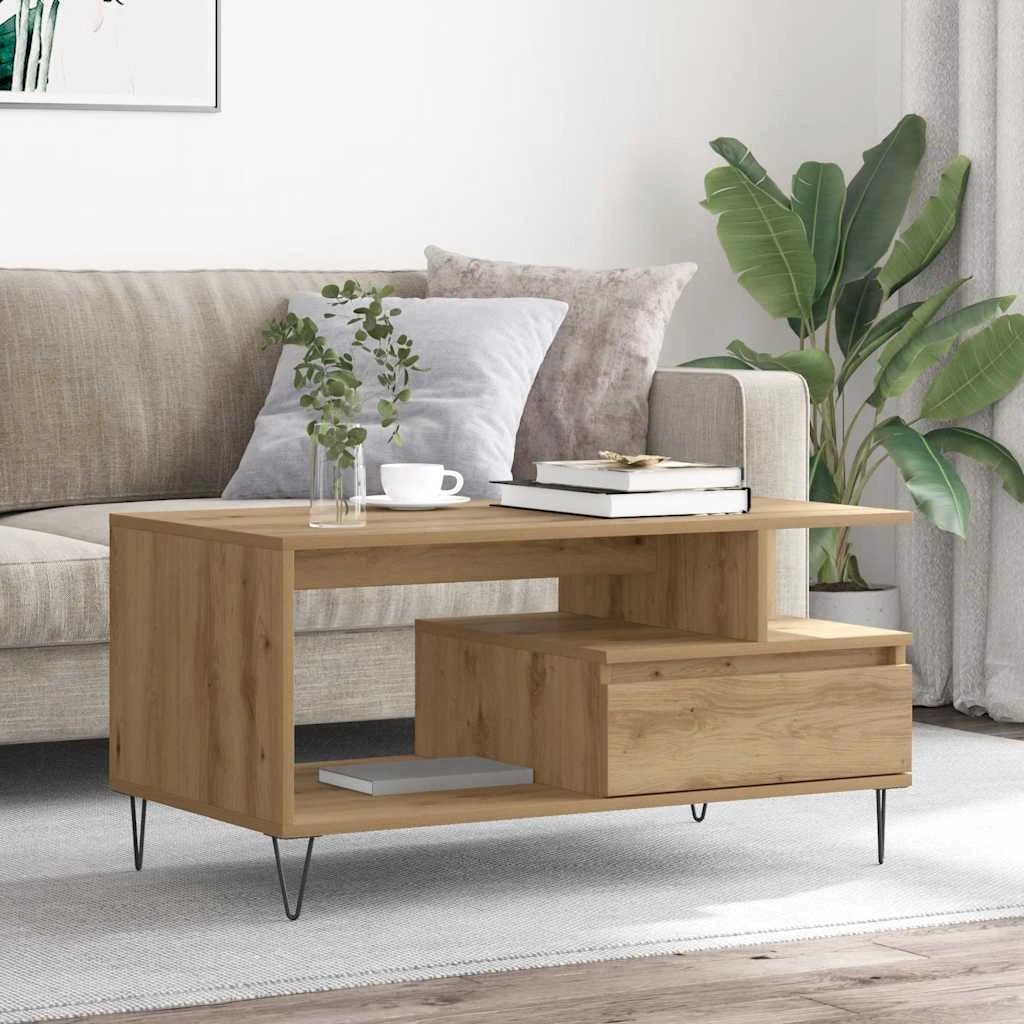 VidaXL Coffee Table 90x49x45 Oak Engineered Wood by vidaXL