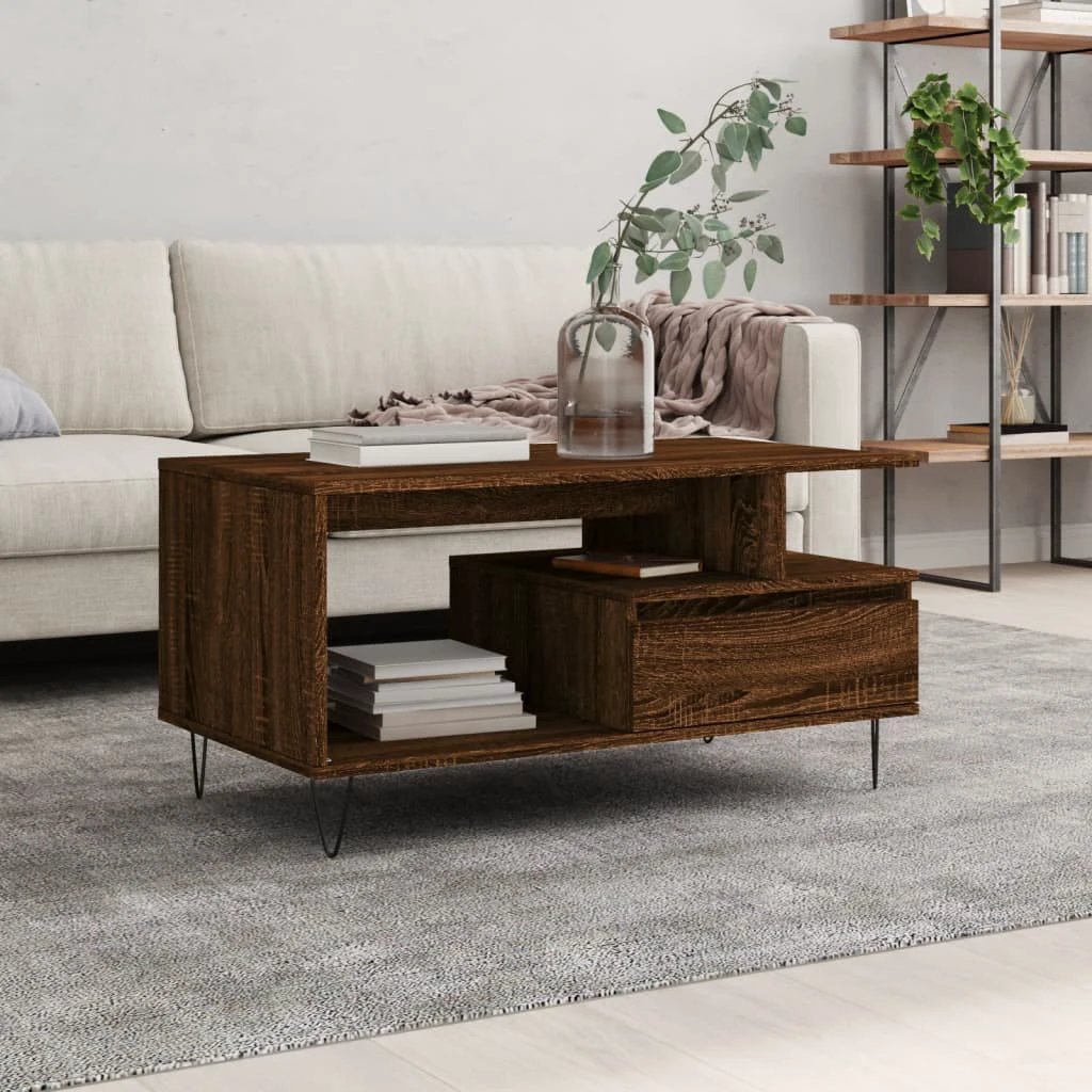 VidaXL Coffee Table 90x49x45 Oak Engineered Wood by vidaXL
