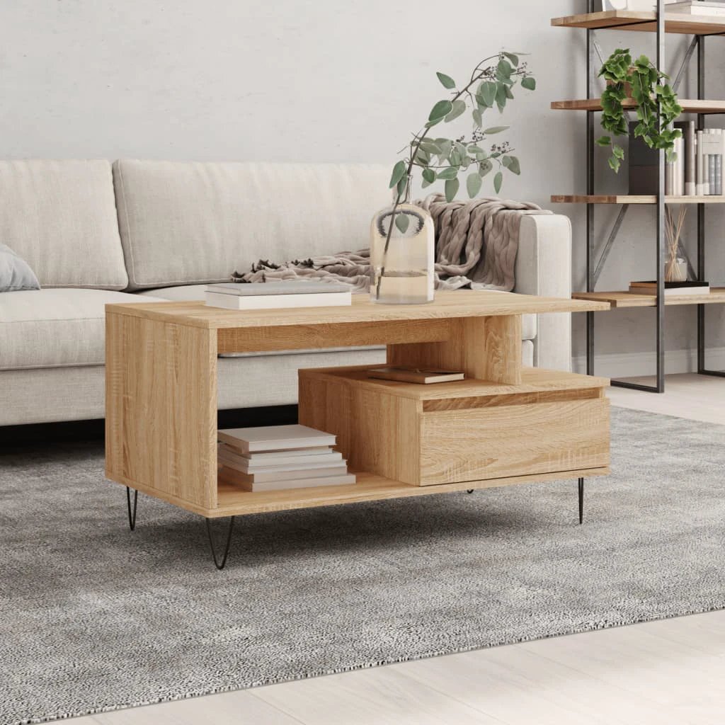 VidaXL Coffee Table 90x49x45 Oak Engineered Wood by vidaXL