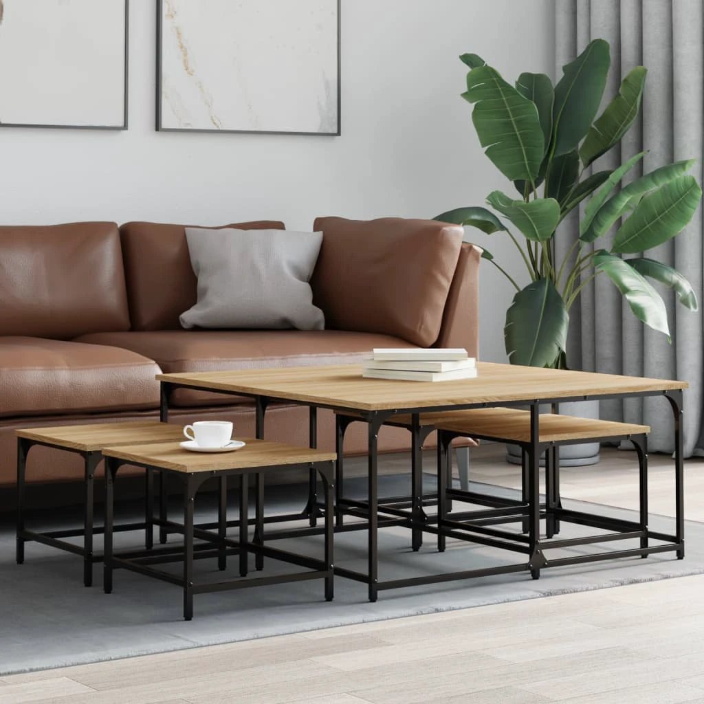 vidaXL vidaXL Nesting Tables 5-Pcs Black Wood - Coffee Table