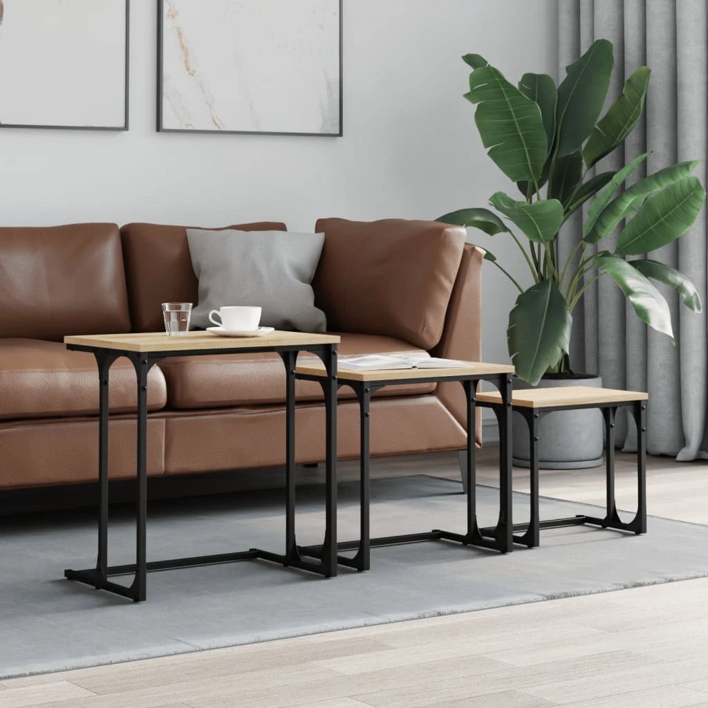 vidaXL vidaXL Nesting Coffee Tables 3pc Old Wood - Coffee Table