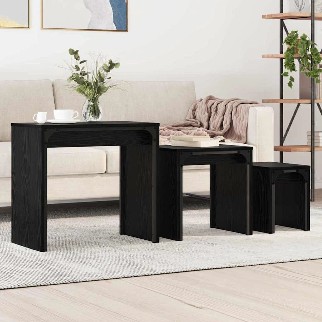 VidaXL Three Piece Nesting Coffee Tables Old Wood Engineered Wood Modern Living Room Decor by vidaXL