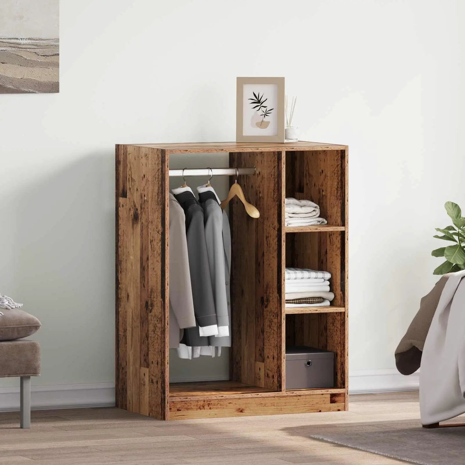 vidaXL vidaXL Wardrobe with Shelf with Storage Old Wood 77 x 48 x 102 cm - Wardrobe
