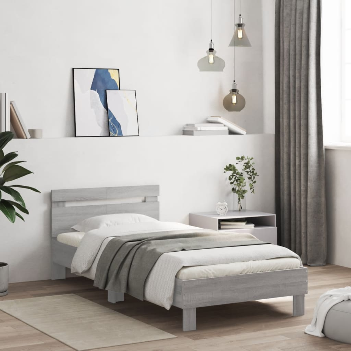 vidaXL Bed Frame Old Wood 203 x 95 x 70 cm Engineered Wood - from vidaXL