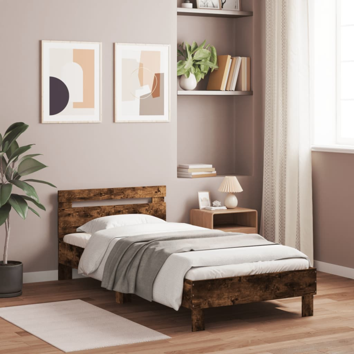 vidaXL Bed Frame Old Wood 203 x 95 x 70 cm Engineered Wood - from vidaXL