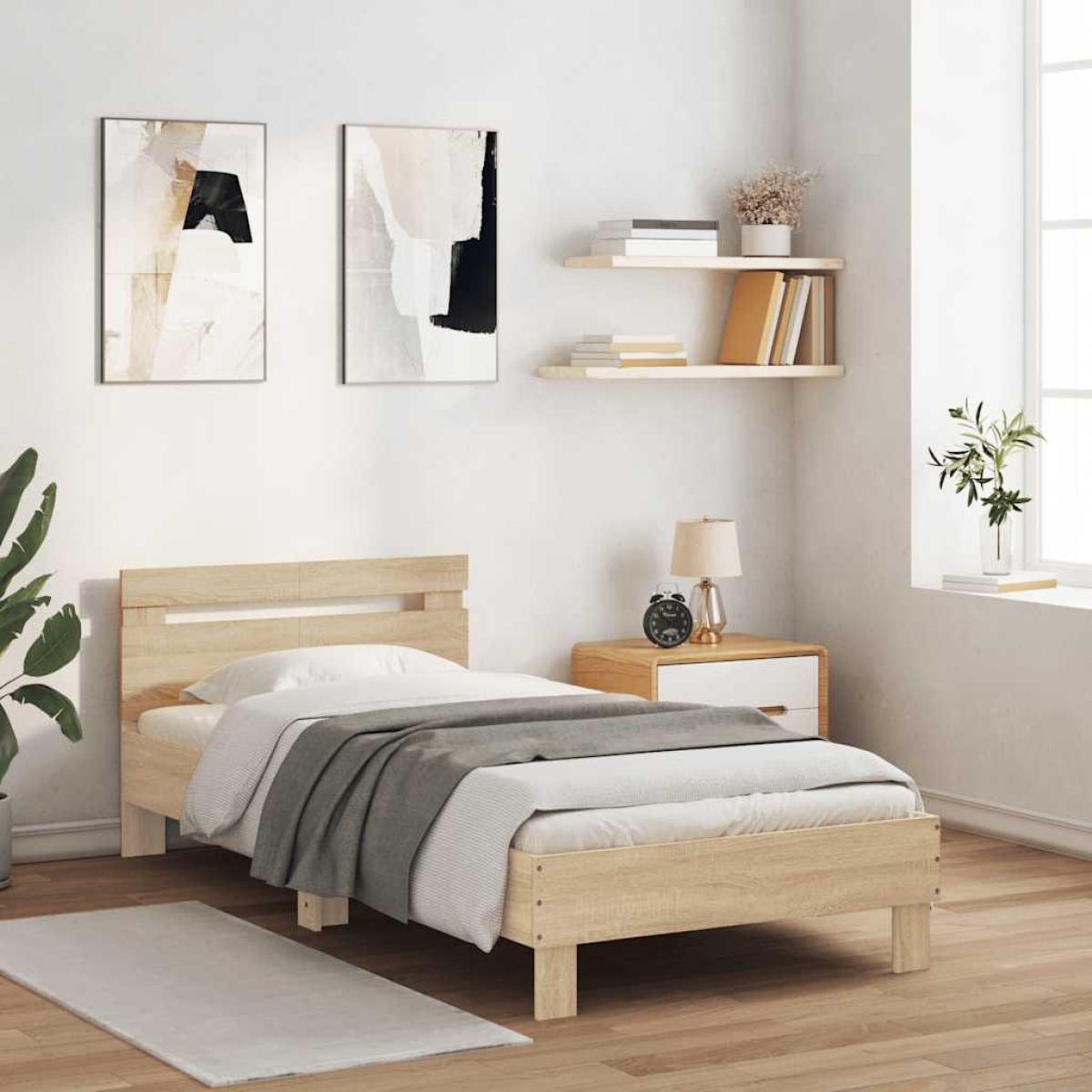 vidaXL Bed Frame Old Wood 203 x 95 x 70 cm Engineered Wood - from vidaXL