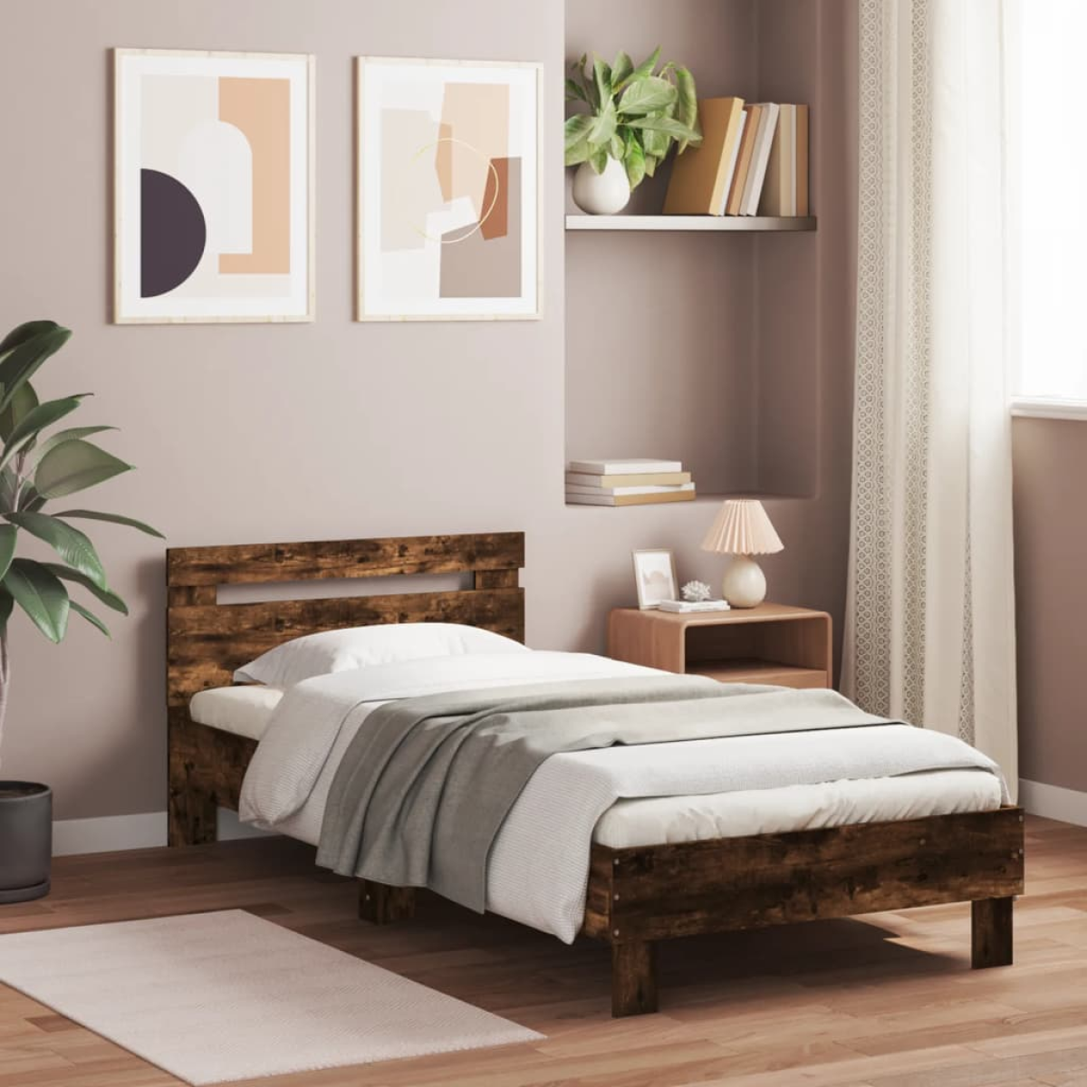 vidaXL Bed Frame Old Wood 203 x 95 x 70 cm Engineered Wood - from vidaXL