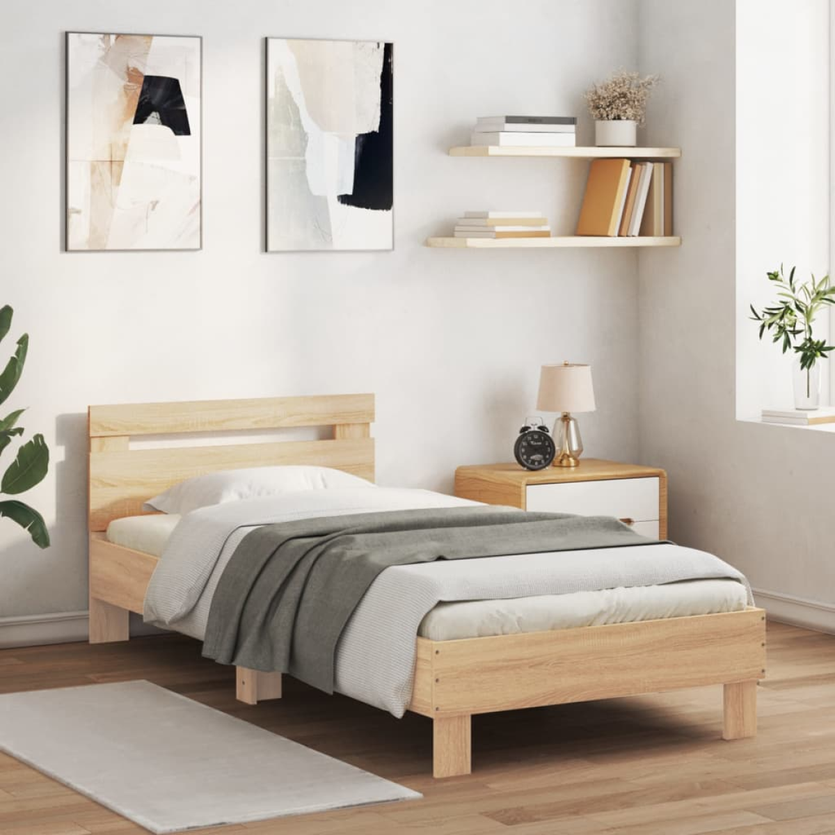 vidaXL Bed Frame Old Wood 203 x 95 x 70 cm Engineered Wood - from vidaXL