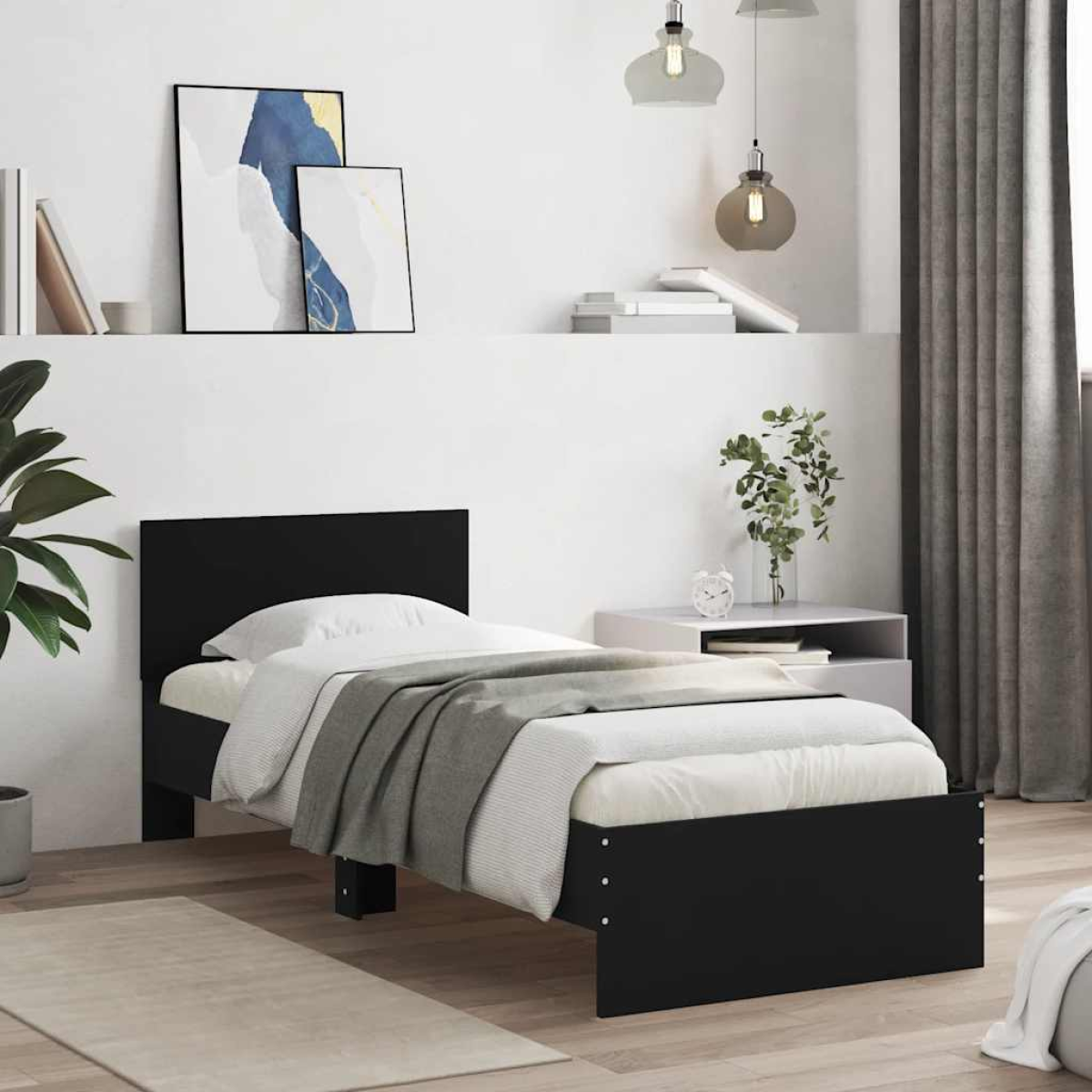 vidaXL Bed Frame with Headboard Old Wood 90 x 200 cm Engineered Wood - from vidaXL