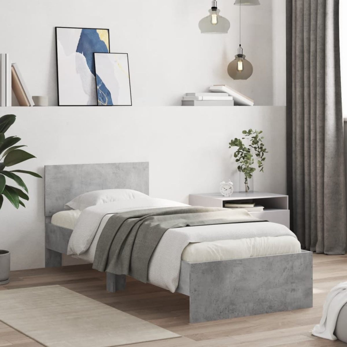 vidaXL Bed Frame with Headboard Old Wood 90 x 200 cm Engineered Wood - from vidaXL