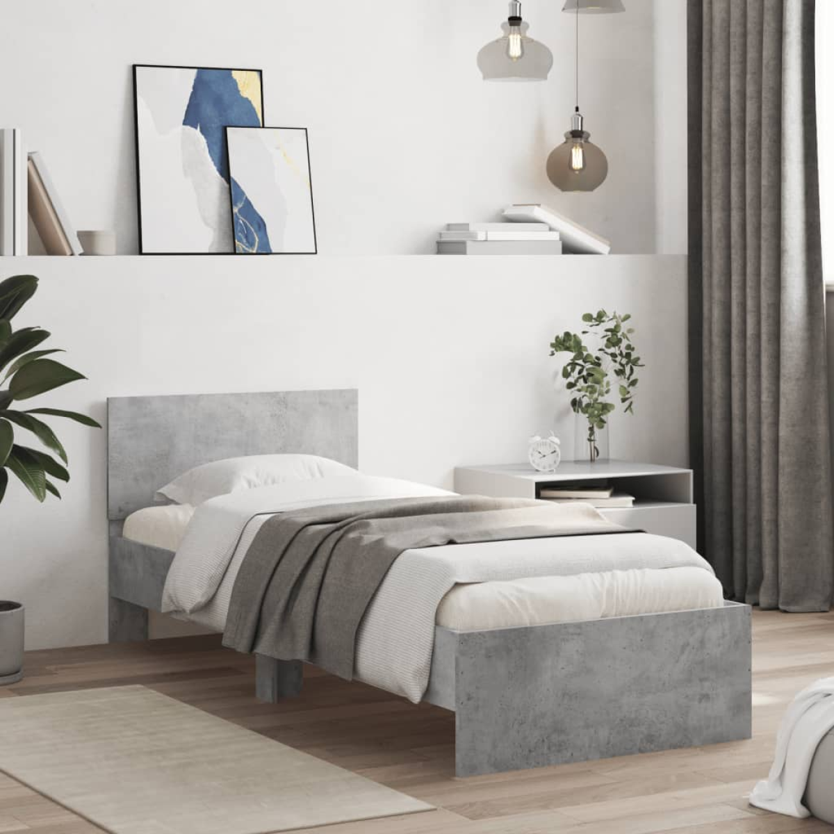vidaXL Bed Frame with Headboard Old Wood 90 x 200 cm Engineered Wood - from vidaXL