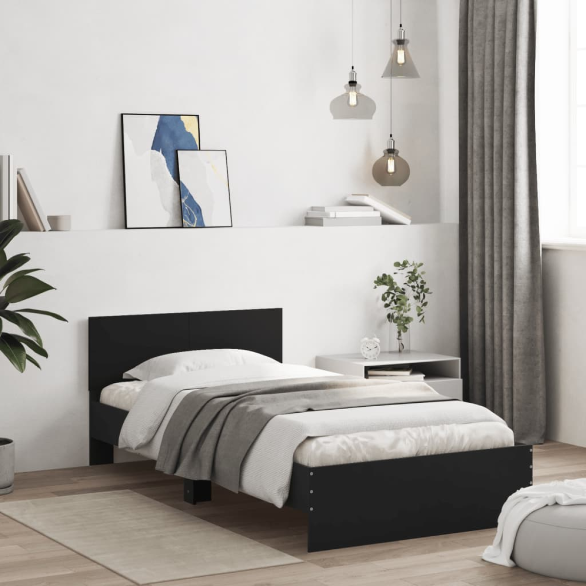 vidaXL Bed Frame with Headboard Old Wood 90 x 200 cm Engineered Wood - from vidaXL