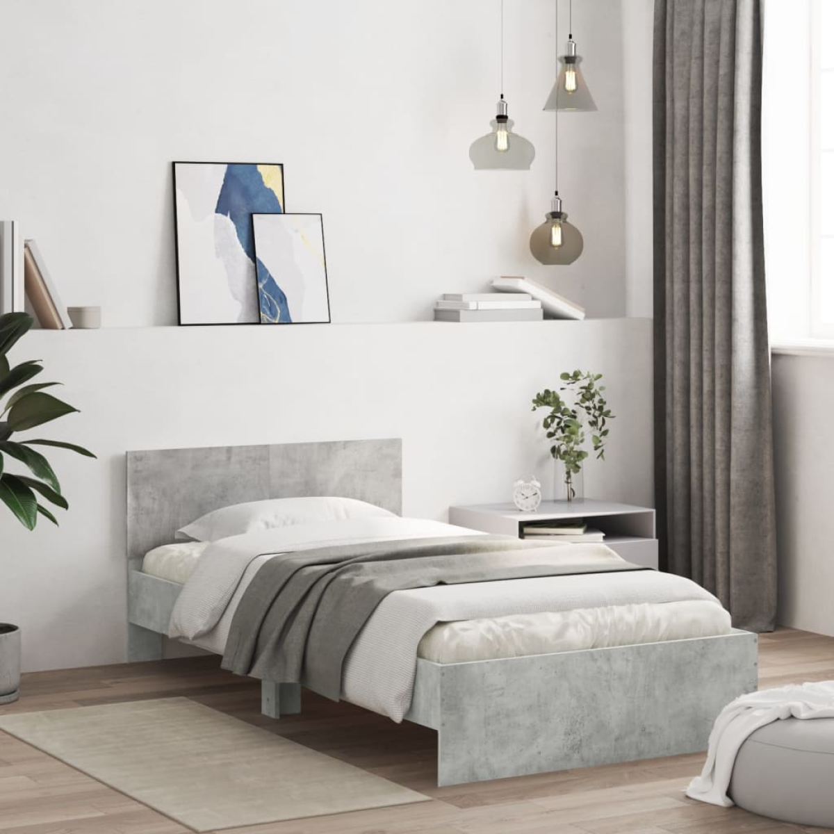 vidaXL Bed Frame with Headboard Old Wood 90 x 200 cm Engineered Wood - from vidaXL