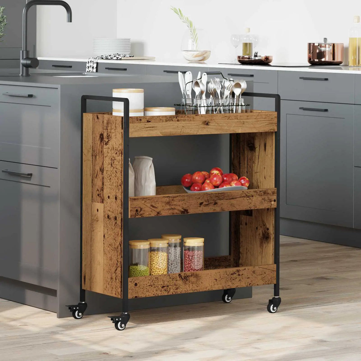 vidaXL Kitchen Trolley Old Wood 70 x 30 x 82 cm Engineered Wood - from vidaXL