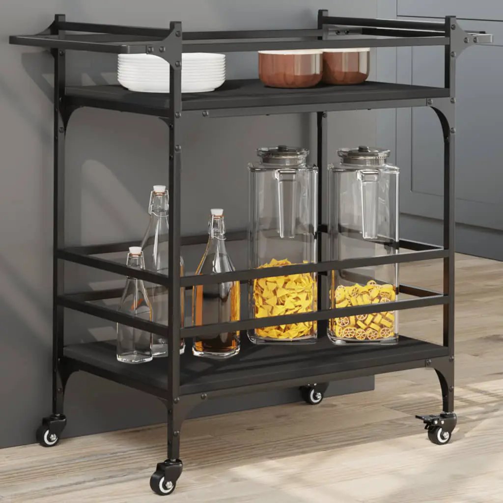 vidaXL Kitchen Trolley Black 82x40x78.5 cm Engineered Wood - from vidaXL