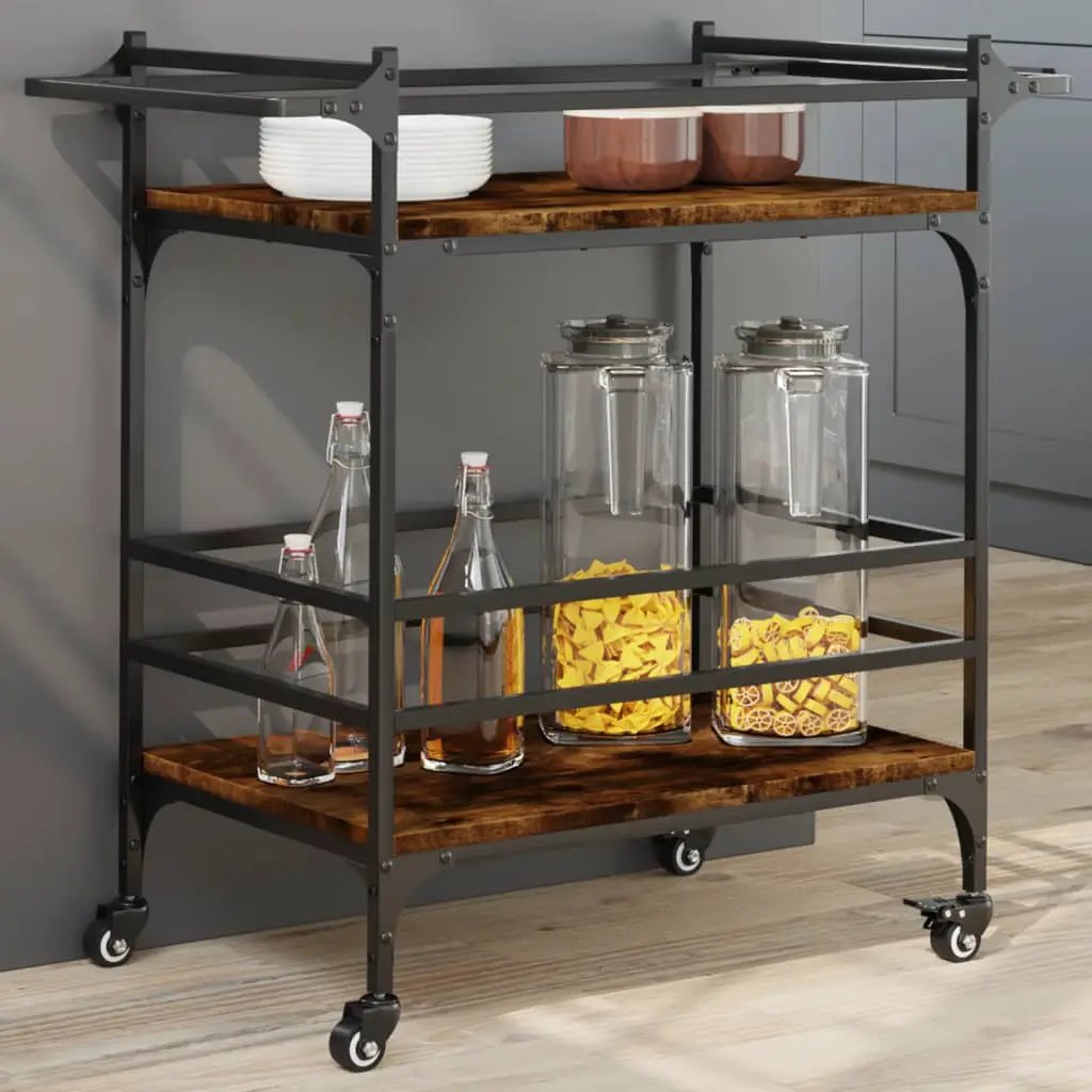 vidaXL Kitchen Trolley Black 82x40x78.5 cm Engineered Wood - from vidaXL