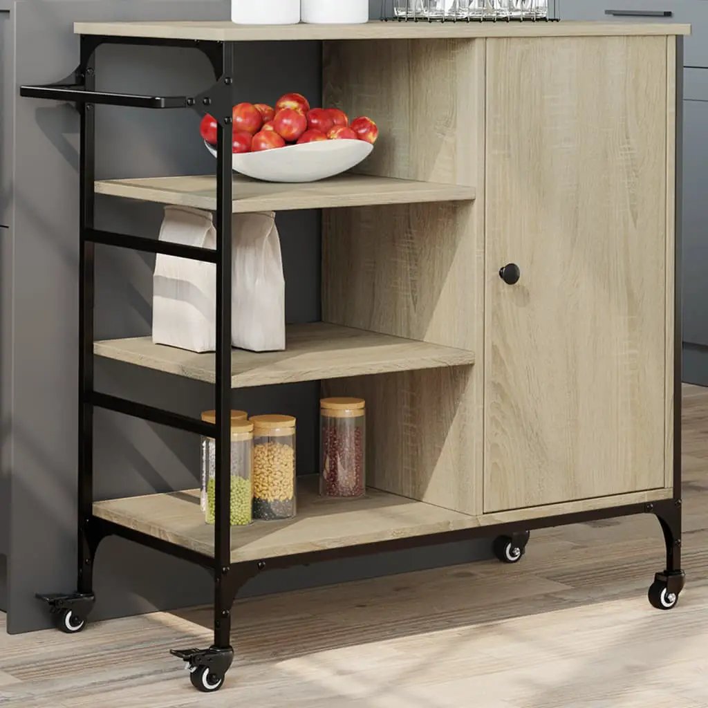 vidaXL Kitchen Trolley Old Wood 87.5 x 39 x 84.5 cm Engineered Wood - from vidaXL