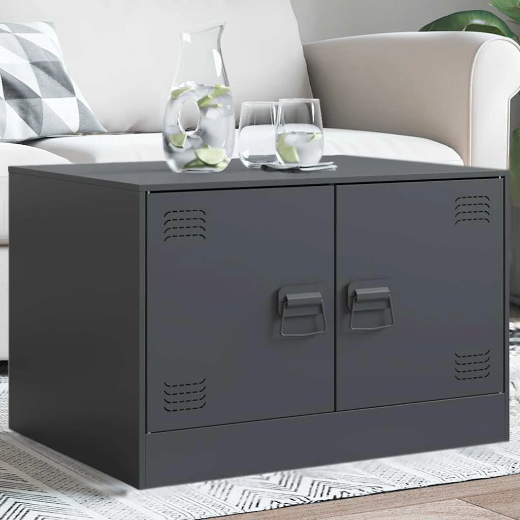 VidaXL Coffee Table 67x50x44 cm Steel Frame With Double Doors For Modern Living Room by vidaXL