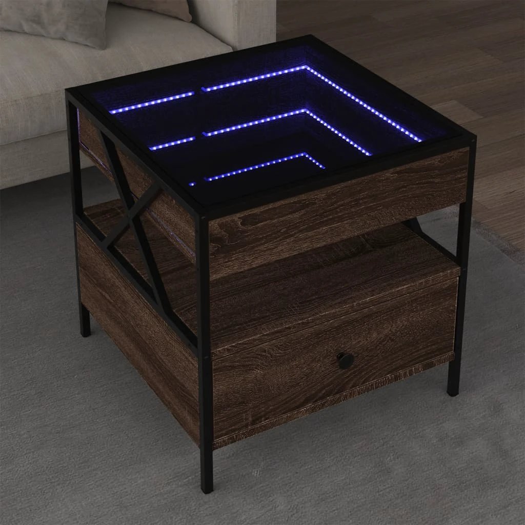 VidaXL Coffee Table 50x50x51 cm Infinity LED Mirror RGB Light for Living Room Decor by vidaXL