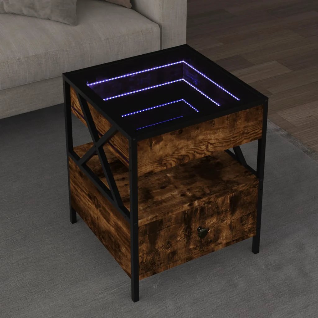 VidaXL Coffee Table 50x50x51 cm Infinity LED Mirror RGB Light for Living Room Decor by vidaXL